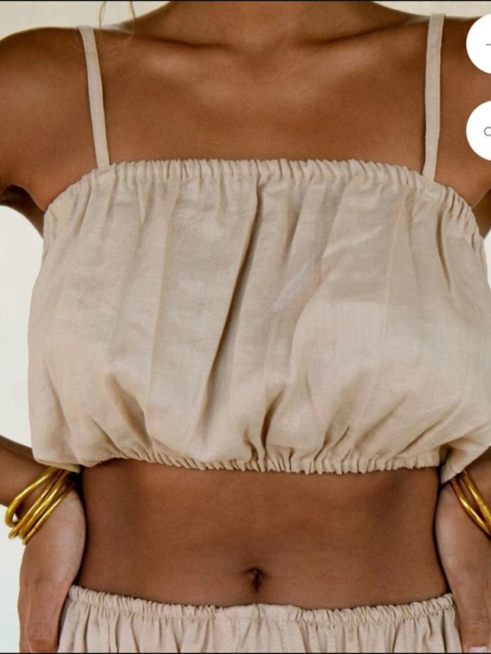 MYRAH PENALOZA tan linen Barcelona bralette crop top